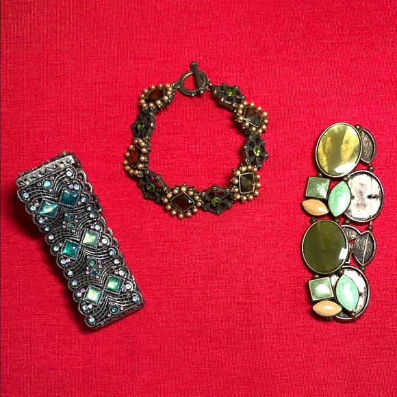 Green Gold and Silver bracelet Set - Picture 1 of 9